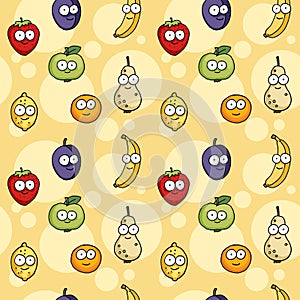 Hand drawn happy fruit characters