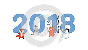 Cute New Year card, banner