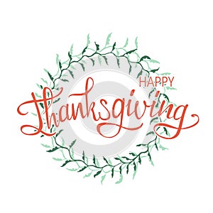 Hand drawn Happy Thanksgiving typography. Calligraphy lettering