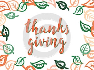 Hand drawn Happy Thanksgiving typography. Calligraphy lettering