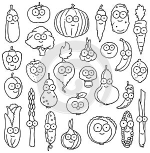 Hand drawn happy vegetable characters