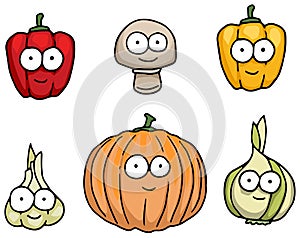 Hand drawn happy vegetable characters