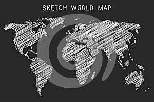 Hand drawn hatched world map