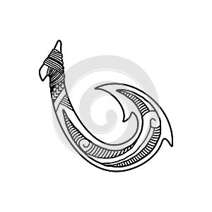 Hand drawn hawaiian fish hook logo design inspiration photo