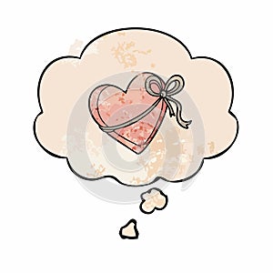 Hand Drawn Heart Inside Thought Bubble Illustration