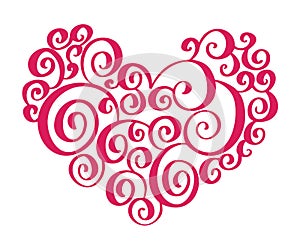 Hand drawn heart love valentine flourish separator Calligraphy designer elements. Vector vintage wedding illustration