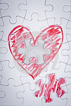 Hand drawn heart in a puzzle