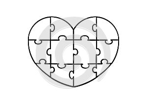 Hand drawn heart shaped puzzle