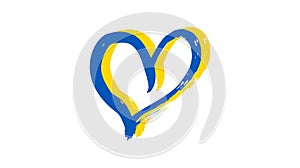 Hand drawn heart in Ukrainian colors