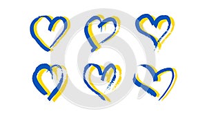 Hand drawn heart in Ukrainian colors