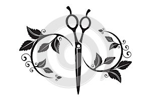 Hand drawn heart vector iconHairdresser, Beauty salon logo. scissors sign vector illustration