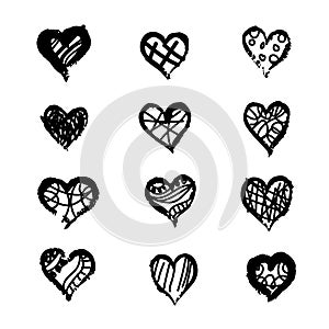 Hand drawn hearts. Design elements for Valentine`s day.