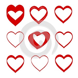 Hand drawn hearts. Design elements for Valentine`s day.