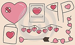 Hand drawn hearts doodles set vector