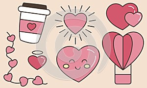 Hand drawn hearts doodles set vector