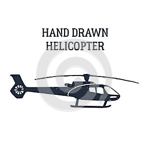 Hand drawn helicopter vector illustration.