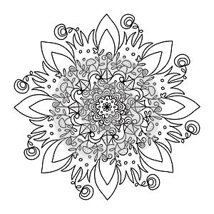 Hand-drawn Henna Mandala Doodle Flowers  Illustration