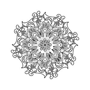 Hand-drawn Henna Mandala Doodle Flowers  Illustration