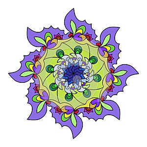 Hand-drawn Henna Mandala Doodle Flowers  Illustration