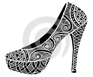 Hand drawn high heel shoe illustration