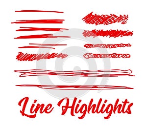 Hand drawn highlighter elements. Vector background