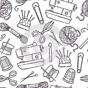 Hand drawn hobby objects pattern Vector