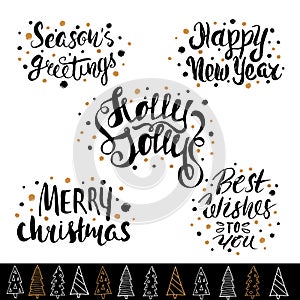 Hand drawn holiday lettering. Christmas collection of unique lettering for greeting cards, stationary, gift tags, scrapbooking.