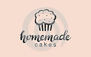 Hand drawn homemade cakes logo