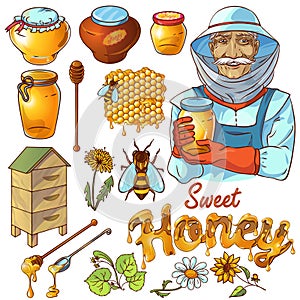 Hand Drawn Honey Icon Set