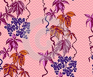 Hand drawn hop branch decorative background. Ethnic seamless pattern ornament. Vector pattern