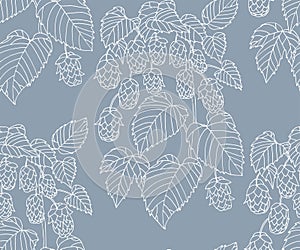 Hand drawn hop branch decorative background. Ethnic seamless pattern ornament. Vector pattern