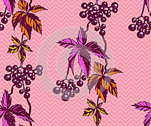 Hand drawn hop branch decorative background. Ethnic seamless pattern ornament. Vector pattern