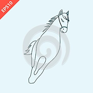 Hand drawn horse running animal design vector flat isolated illustration