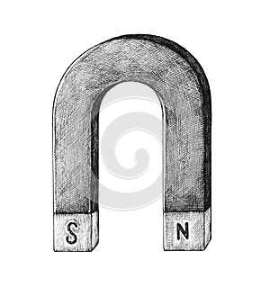 Hand-drawn horseshoe magnet illustration