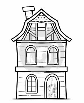 Hand drawn house or home coloring page