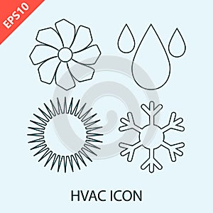 Hand drawn HVAC heating, ventilating, and air conditioning vector icon. Heating and cooling technology design flat illustration