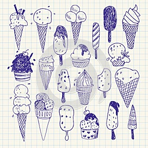 Hand- drawn Ice cream vector drawings set