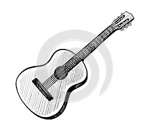 hand drawn icon. Guitarra. Isolated on white background. photo