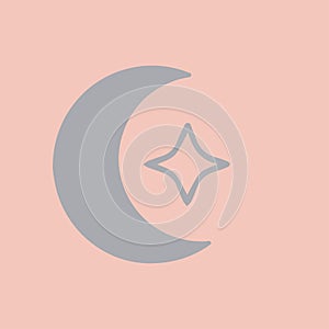 Hand drawn icon with a textured full moon vector illustration.