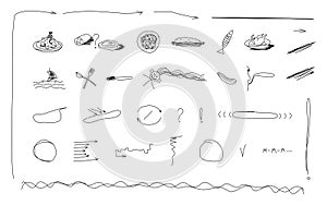 Hand drawn icons elements scetch line vector