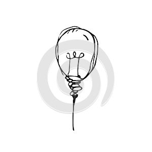 Hand drawn Idea Light bulb icon black. on white background. vector Illustrator. symbol. web