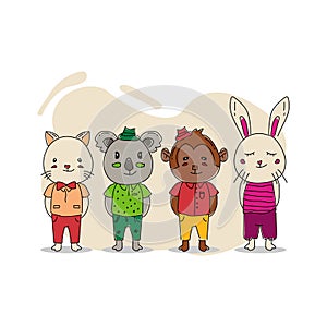 Hand drawn illustration baby animal character design isolated