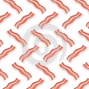 Hand drawn illustration of bacon pattern on white background.