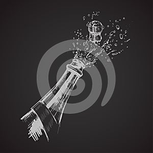 Hand drawn Illustration of Champagne explosion. Hand drawn Illustration of Champagne explosion.