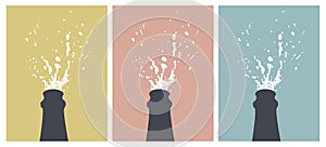 Hand drawn Illustration of Champagne explosion. Memphis. Hand drawn Illustration of Champagne explosion. Vector