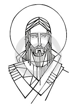 Hand drawn illustration of Christ\'s Face