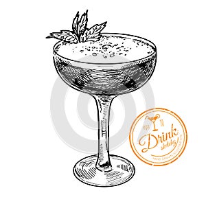 Hand drawn illustration of cocktail..