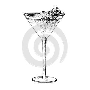 Hand drawn illustration of cocktail Cosmopolitan