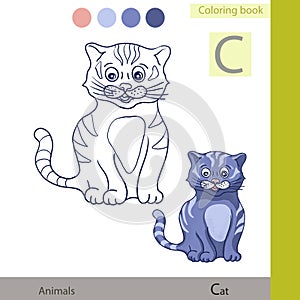 Hand drawn illustration coloring book for children educational game print for preschoolers