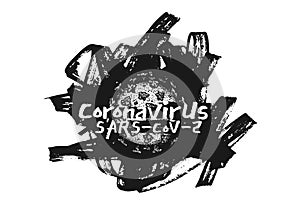 Hand drawn illustration of coronavirus SARS-CoV-2